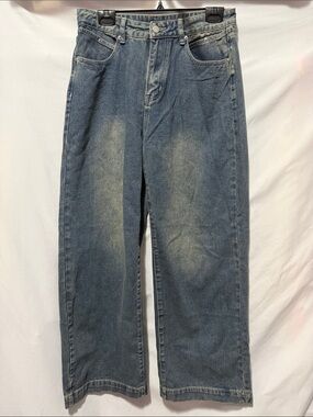 Women's Wide Leg Denim Jeans in Faded Blue